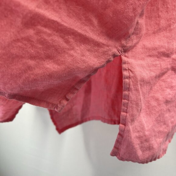J Jill Love Linen Essential Top XL Solid Pink 100% Linen Button Up Long Sleeve - Picture 4 of 9